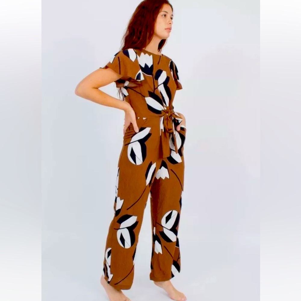 EVA FRANCO x ANTHROPOLOGIE Miranda Tie Waist Jumpsuit